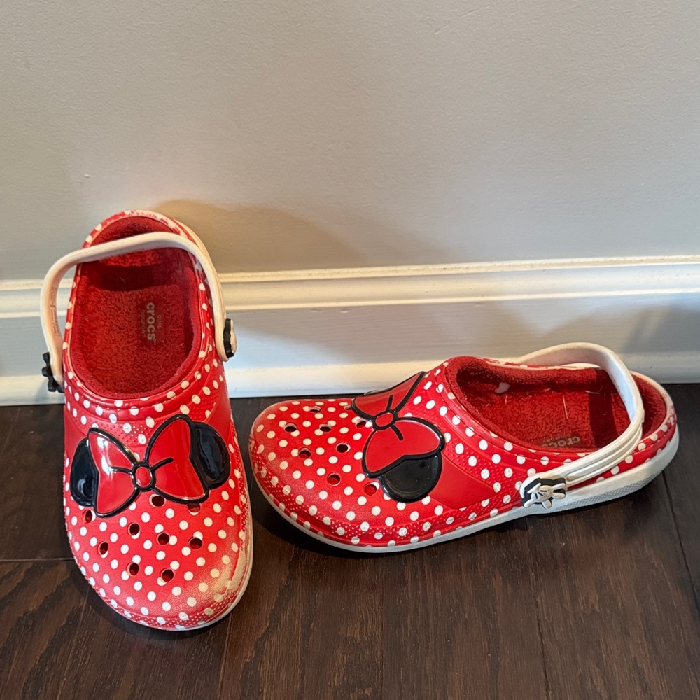 CROCS Kids Red Bow Polka Dot Slippers